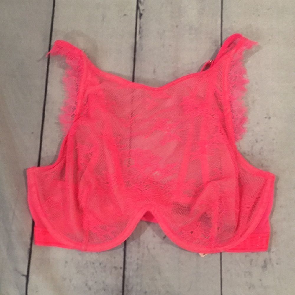 NWT Victoria’s Secret High Neck Neon Pink Lace Bra - Picture 8 of 8